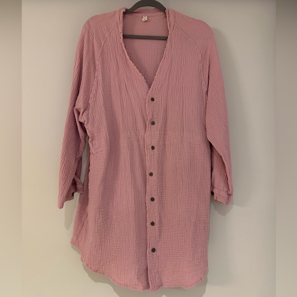 Gauze Mauve Button-Down Swim Coverup